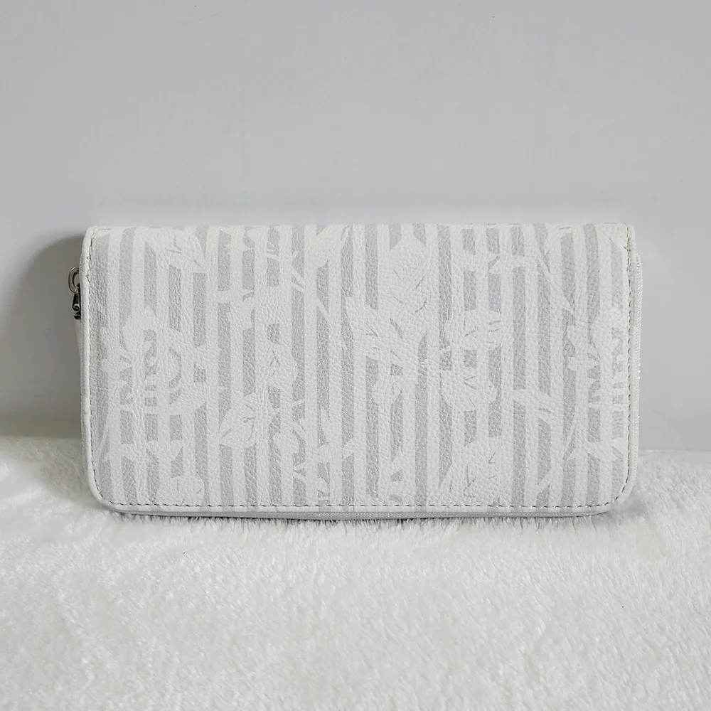 BETSEY Johnson Gray White Striped Floral Flower Box Wallet Clutch